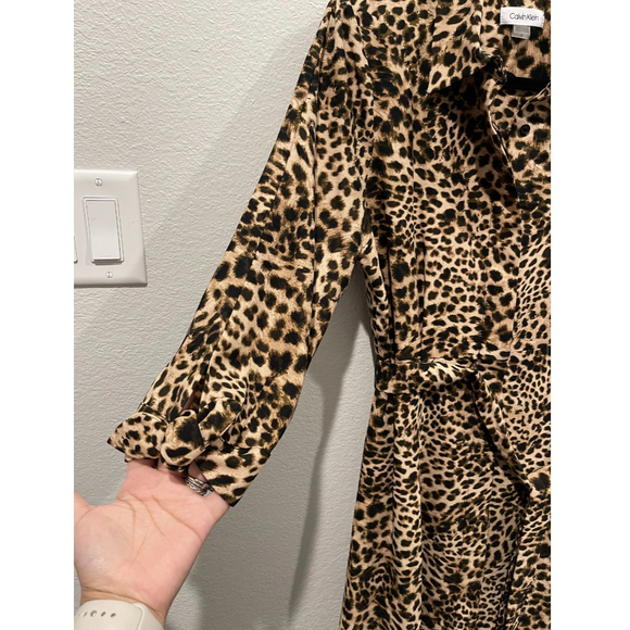 CALVIN KLEIN Cheetah Shirtdress Midi Dress - Picture 3 of 5